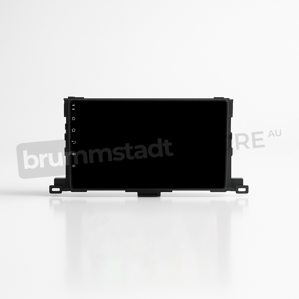 Brummstadt, Toyota Kluger 2014-2019, Brummstadt head unit, wired and wireless Apple CarPlay, Android Auto compatibility, touchscreen interface, glossy black bezel, infotainment upgrade, vehicle audio system, multimedia navigation, smartphone integration, modern dashboard technology, enhanced connectivity features.