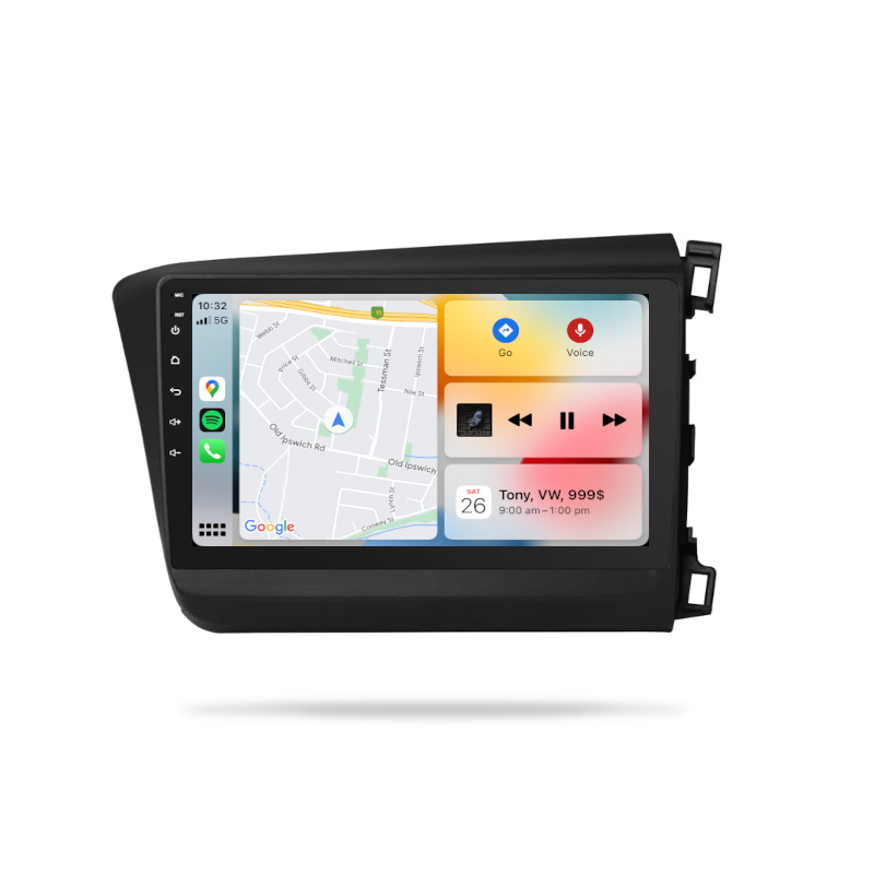 Honda Civic 2012-2015 - Premium Head Unit Upgrade Kit: Radio Infotainment System with Wired & Wireless Apple CarPlay and Android Auto Compatibility