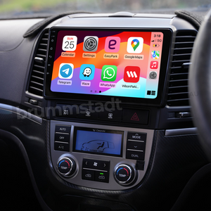 Hyundai Santa Fe 2006-2012- Premium Head Unit Upgrade Kit: Radio Infotainment System with Wired & Wireless Apple CarPlay and Android Auto Compatibility