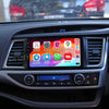 Brummstadt, Toyota Kluger 2014-2019, Brummstadt head unit, wired and wireless Apple CarPlay, Android Auto compatibility, large touchscreen, Google Maps navigation, Telegram app, Waze traffic updates, media control buttons, dual-zone climate control, infotainment system upgrade, vehicle interior electronics, enhanced audio features, dashboard installation, Toyota Kluger multimedia system.