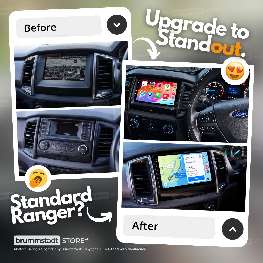 Ford Ranger 2015-2022 PX MkII & MkIII - Premium Head Unit Upgrade Kit: Radio Infotainment System with Wired & Wireless Apple CarPlay and Android Auto Compatibility
