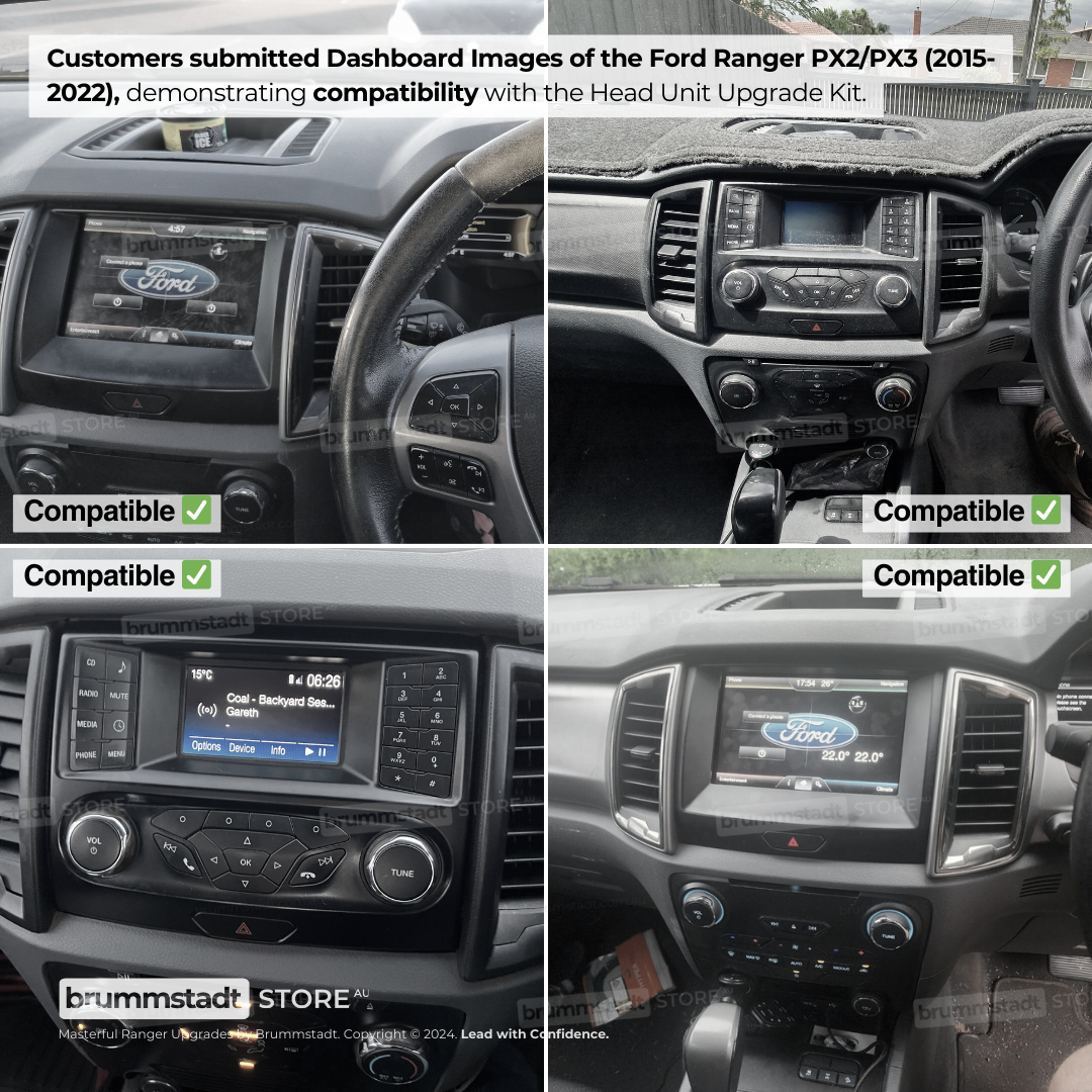 Ford Ranger 2015-2022 PX MkII & MkIII - Premium Head Unit Upgrade Kit: Radio Infotainment System with Wired & Wireless Apple CarPlay and Android Auto Compatibility