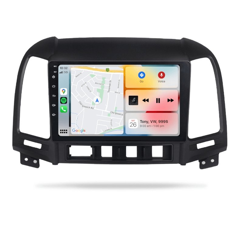 Hyundai Santa Fe 2006-2012 CM - Premium Head Unit Upgrade Kit: Radio Infotainment System with Wired & Wireless Apple CarPlay and Android Auto Compatibility - baeumer technologies
