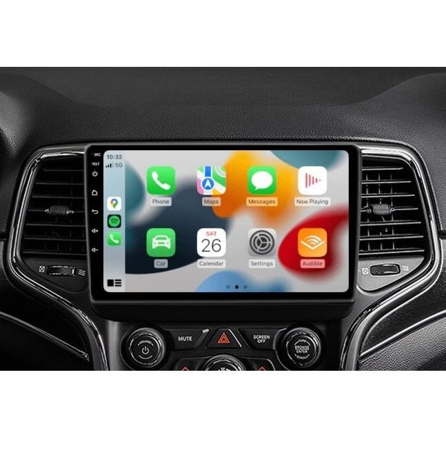 Jeep Grand Cherokee 2014-2020 - Premium Head Unit Upgrade Kit: Radio Infotainment System with Wired & Wireless Apple CarPlay and Android Auto Compatibility - baeumer technologies