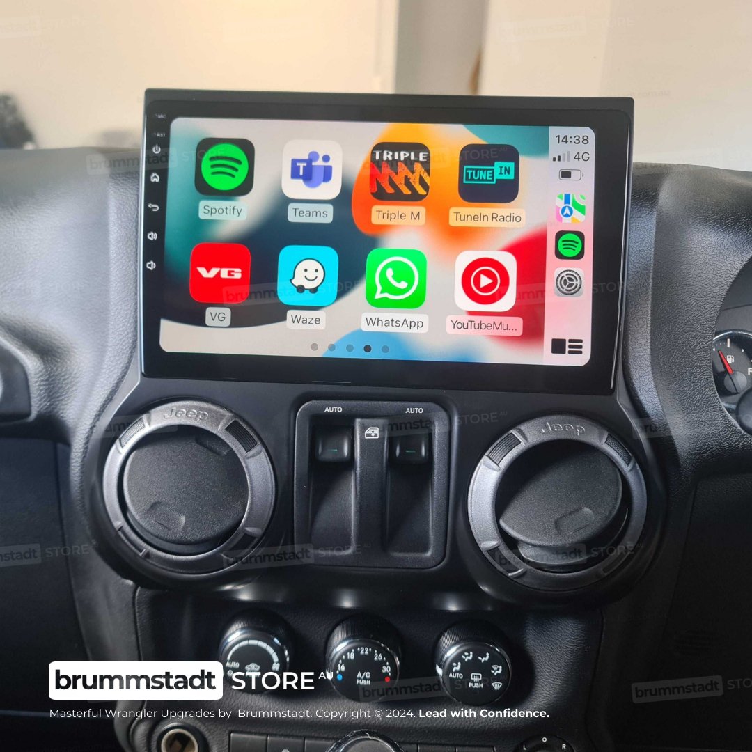 Jeep Wrangler 2015-2019 - Premium Head Unit Upgrade Kit: Radio Infotainment System with Wired & Wireless Apple CarPlay and Android Auto Compatibility - baeumer technologies