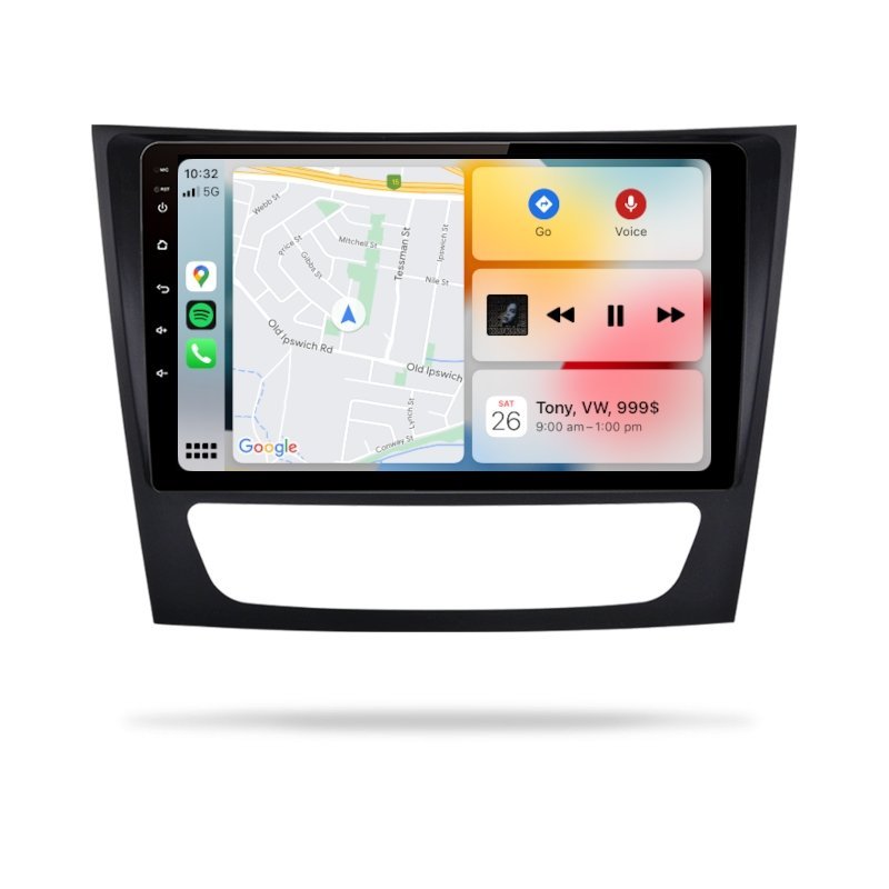 Mercedes Benz E-Class 2002-2009 W211 - Premium Head Unit Upgrade Kit: Radio Infotainment System with Wired & Wireless Apple CarPlay and Android Auto Compatibility - baeumer technologies