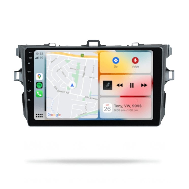 Toyota Corolla Sedan 2007-2011 - Premium Head Unit Upgrade Kit: Radio Infotainment System with Wired & Wireless Apple CarPlay and Android Auto Compatibility - baeumer technologies